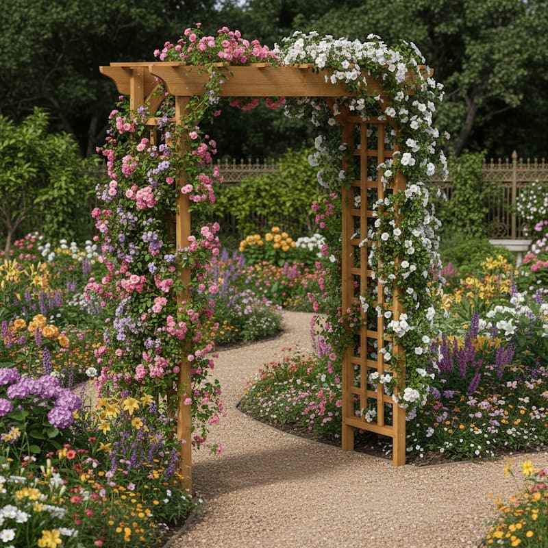 GDF Studio - Outdoor Wooden Wedding Arbor Trellis Arch for Garden and Ceremony Decor