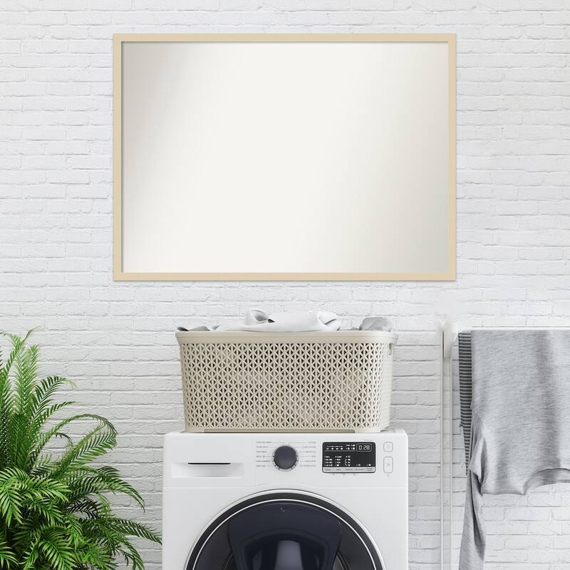 Non-Beveled Wood Bathroom Wall Mirror - Svelte Silver Frame
