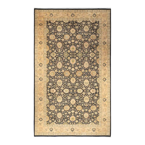 Overton One-of-a-Kind Hand-Knotted Traditional Oriental Mogul Black Area Rug - 8' 2" x 14' 0"