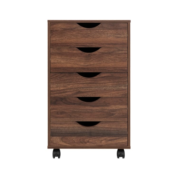 5 Drawers Chest, Wood Storage Dresser with Wheels, Craft Storage Organizer and Storage Drawer Office Drawer Unit