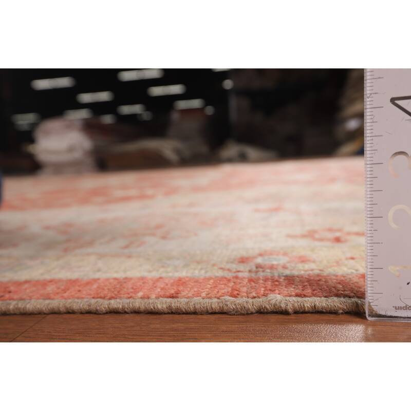 Orange Turkish Oushak Vegetable Dye Area Rug Handmade Wool Carpet - 9'4"x 12'1"