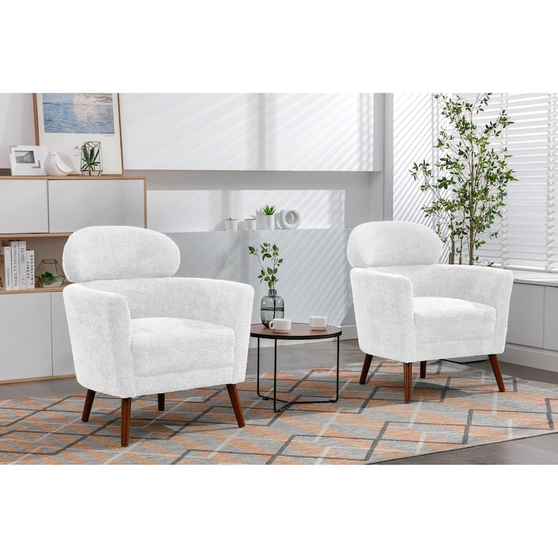 Porthos Home Rhys Sherpa Fabric Accent Barrel Chair with Rubberwood Legs