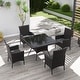 preview thumbnail 40 of 52, Kullavik Outdoor Dining Set, Rattan Patio Furniture Dining Table & Chairs