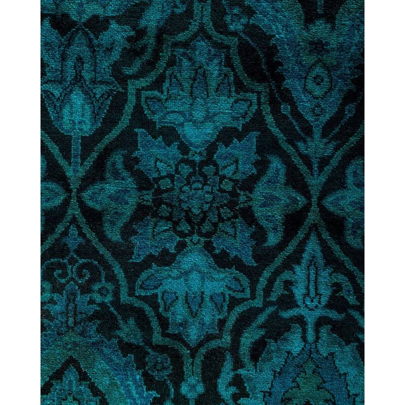 Fine Vibrance, One-of-a-Kind Hand-Knotted Runner Rug - Black, 2' 6" x 11' 9" - 2' 6" x 11' 9"