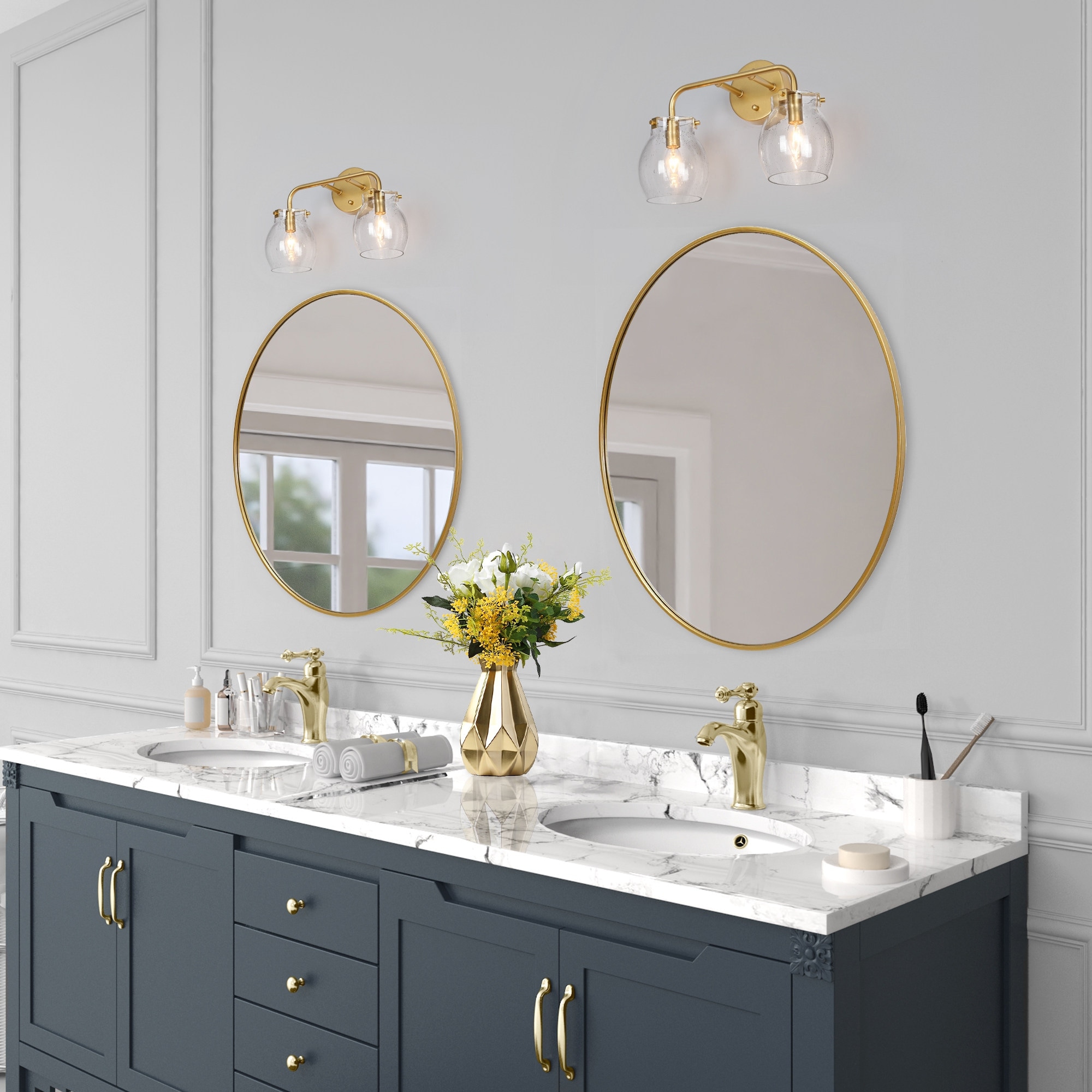 Gold globe vanity light hot sale