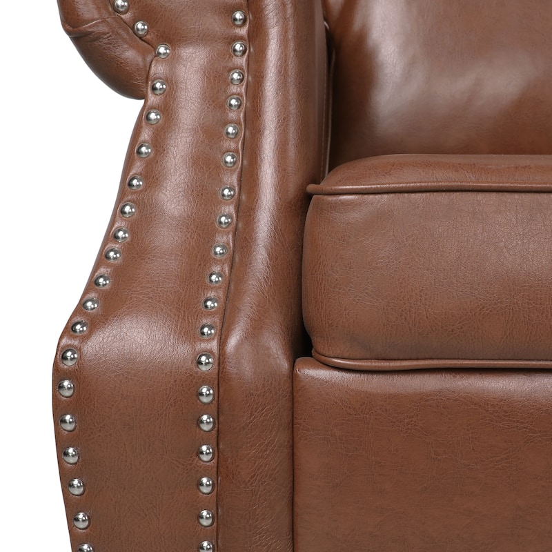 Dowd Faux Leather 3 Seater Sofa with Nailhead Trim by Christopher Knight Home
