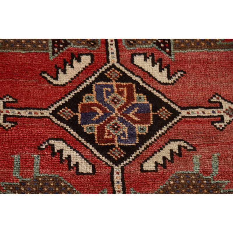 Hand Knotted Oriental 100% Wool Carpet Traditional Tribal Red Shiraz Area Rug - 9' 5'' X 5' 3''