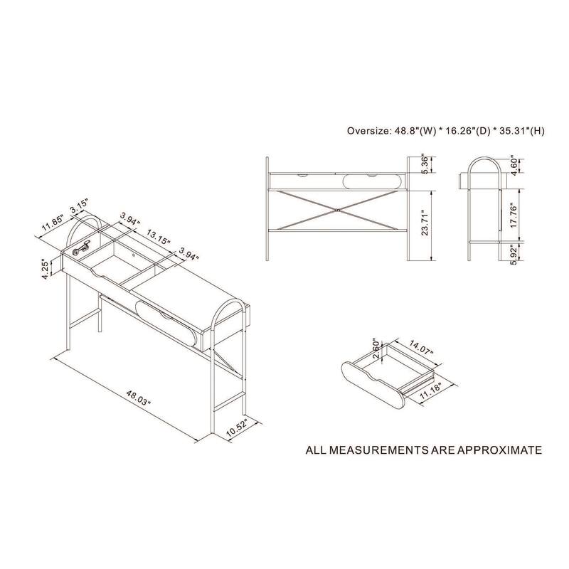 DH BASIC Glam Walnut Vanity Table with Lift-top Mirror by Denhour