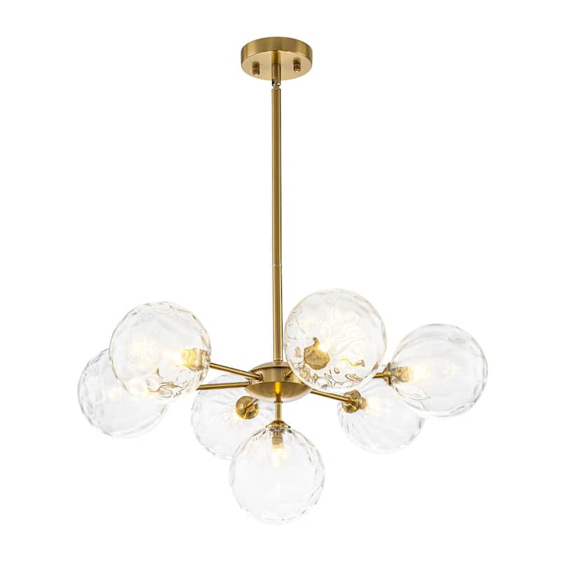 Contemporary 7-Light Clear Textured Glass Sputnik Chandelier - 25.2 in