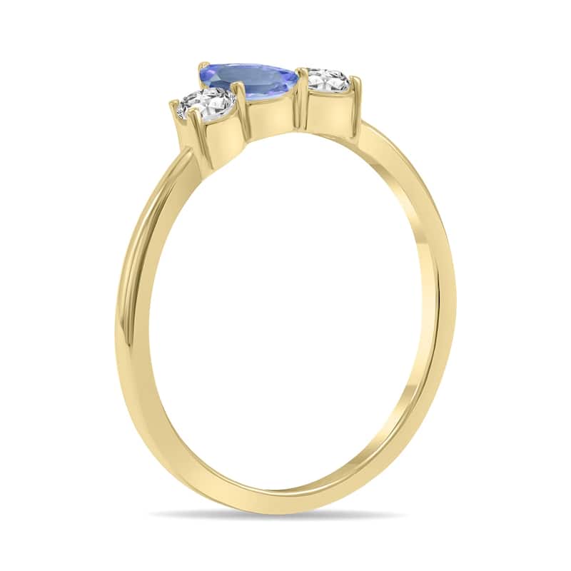 Marquee Jewels 1/2 Carat TW Pear Shape Tanzanite and Diamond Ring in 10K White Gold