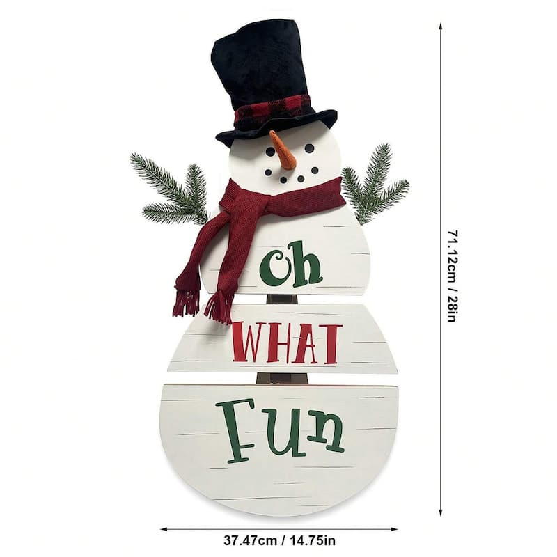 28‘’ H Wooden Snowman Christmas Porch Sign, Outdoor Christmas Decorations for Porch & Front Door Holiday Décor