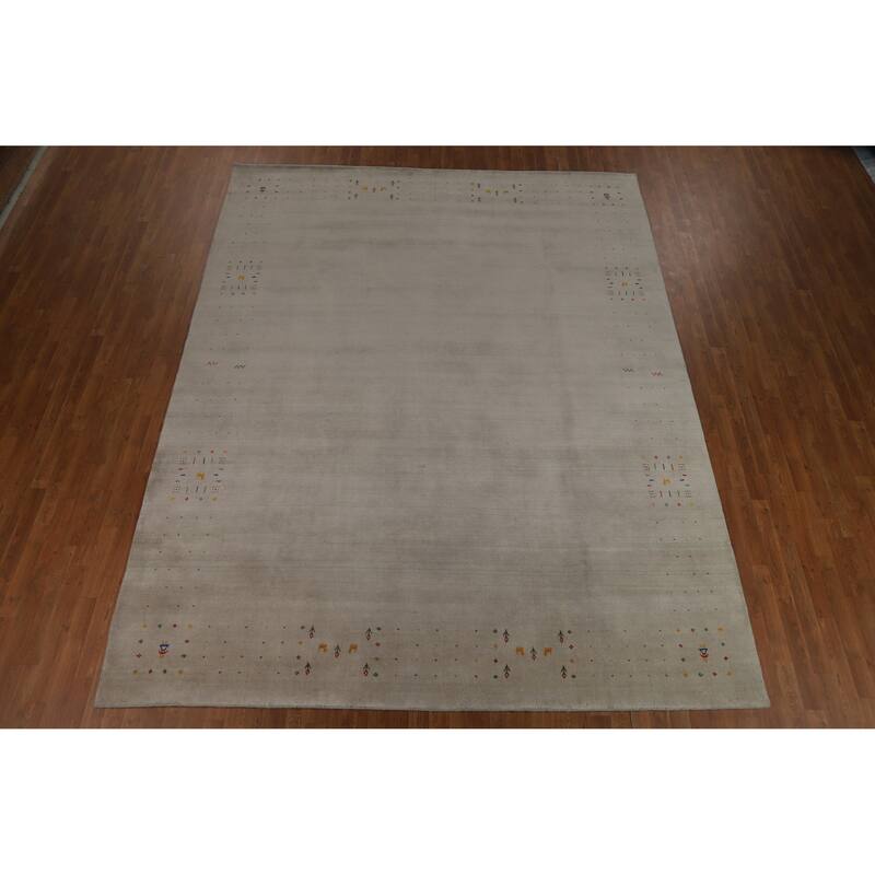 Tribal Gabbeh Oriental Area Rug Handmade Silk Carpet - 9'4" x 11'9"