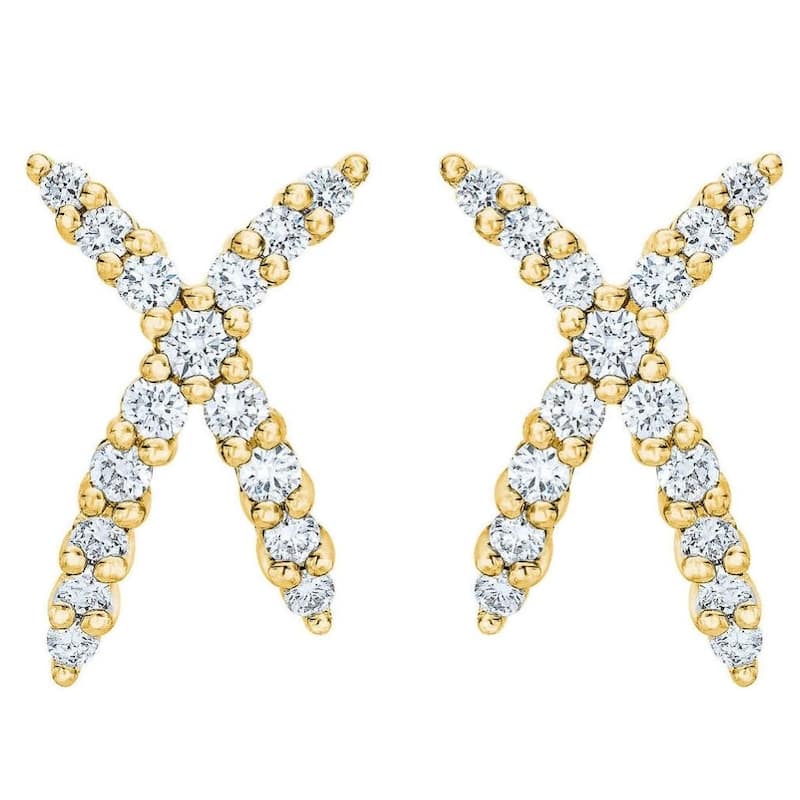 1/2Ct T.W. Diamond Fashion Women's X Shape Lab Grown Earrings Gold Studs