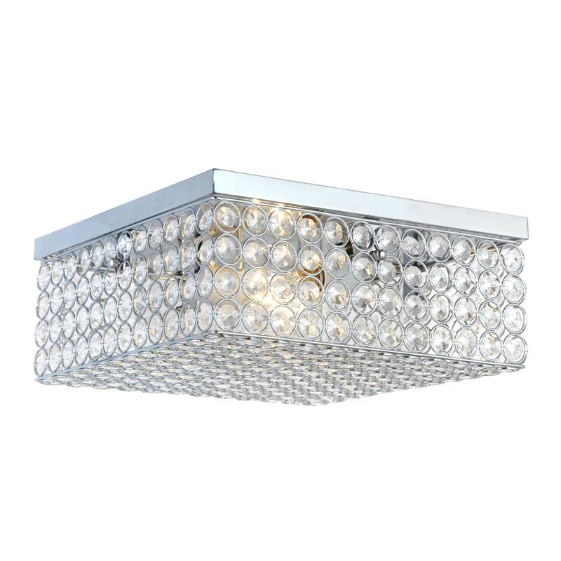 Elegant Designs 12 Inch Elipse Crystal 2 Light Square Ceiling Flush Mount - 12 x 12 x 5 in