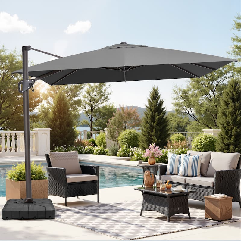 VredHom Patio Outdoor 9 x 11 FT Cantilever-Offset Umbrella with HDPE Base