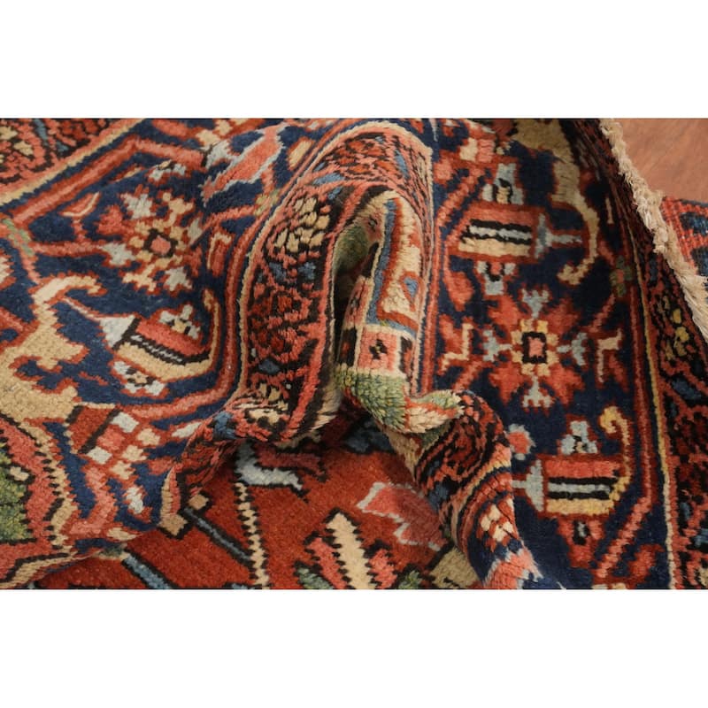 Hand Knotted Oriental 100% Wool Carpet Traditional Medallion Oranges & Rust Heriz (serapi) Area Rug - 12' 3'' X 9' 8''