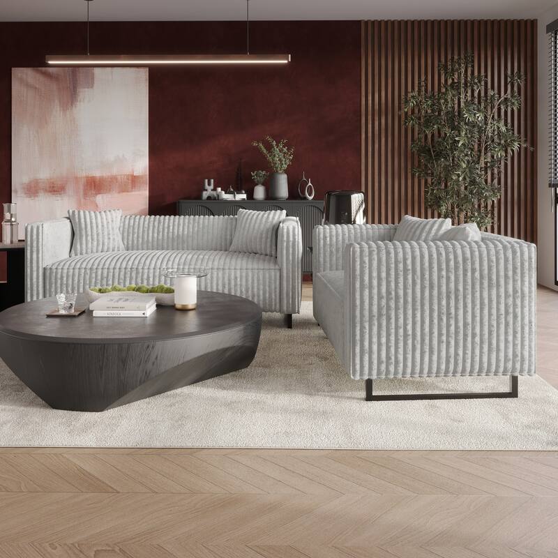 CraftPorch Mid Century Modern 2- Pieces Upholstered Living Room Set