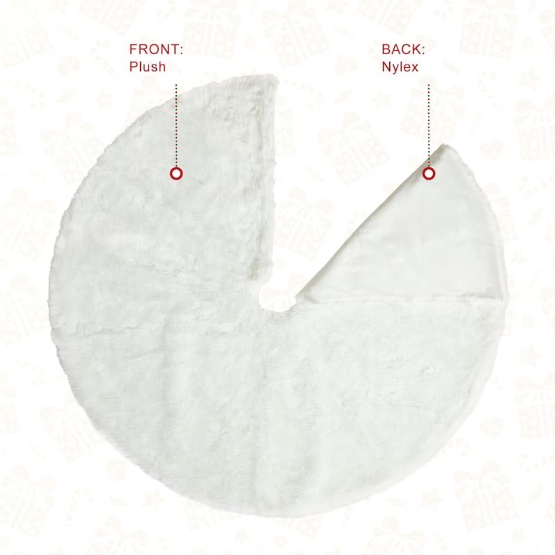 Glitzhome 48"D White Soft Plush Christmas Tree Skirts