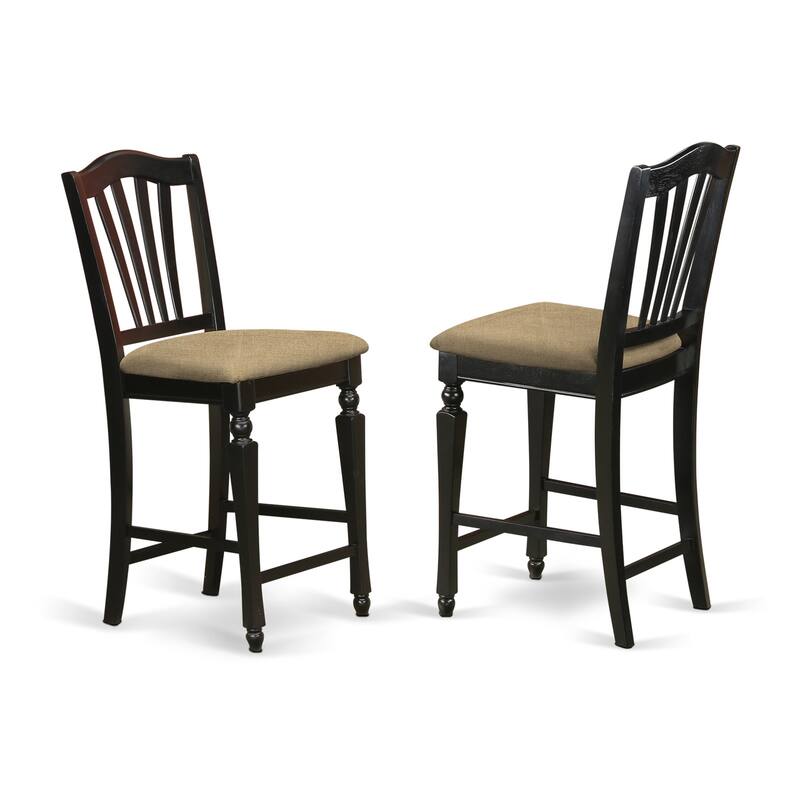 HomeStock 5-Piece Round Black Finish Solid Wood Top Dining table with 4 Chairs with Lattice Back