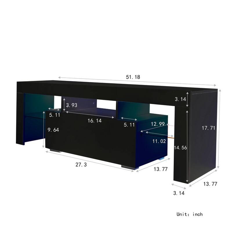 Contemporary Entertainment TV Stand with Built-In LED Lighting – Sleek Large TV Base Cabinet for Living Rooms
