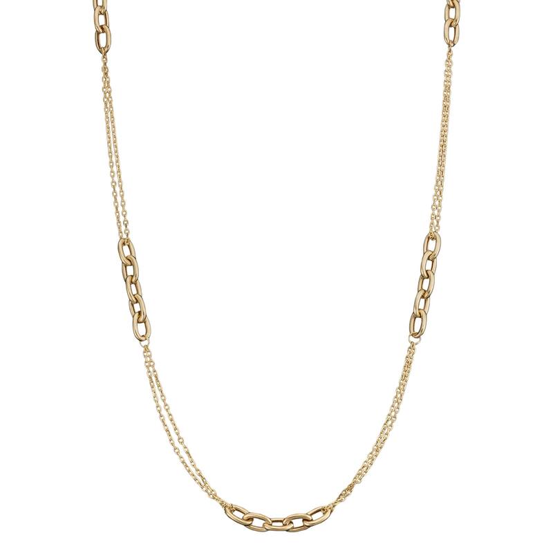 Fremada 10k Yellow Gold 5-Oval Fancy Link Station Necklace (18 Inch)