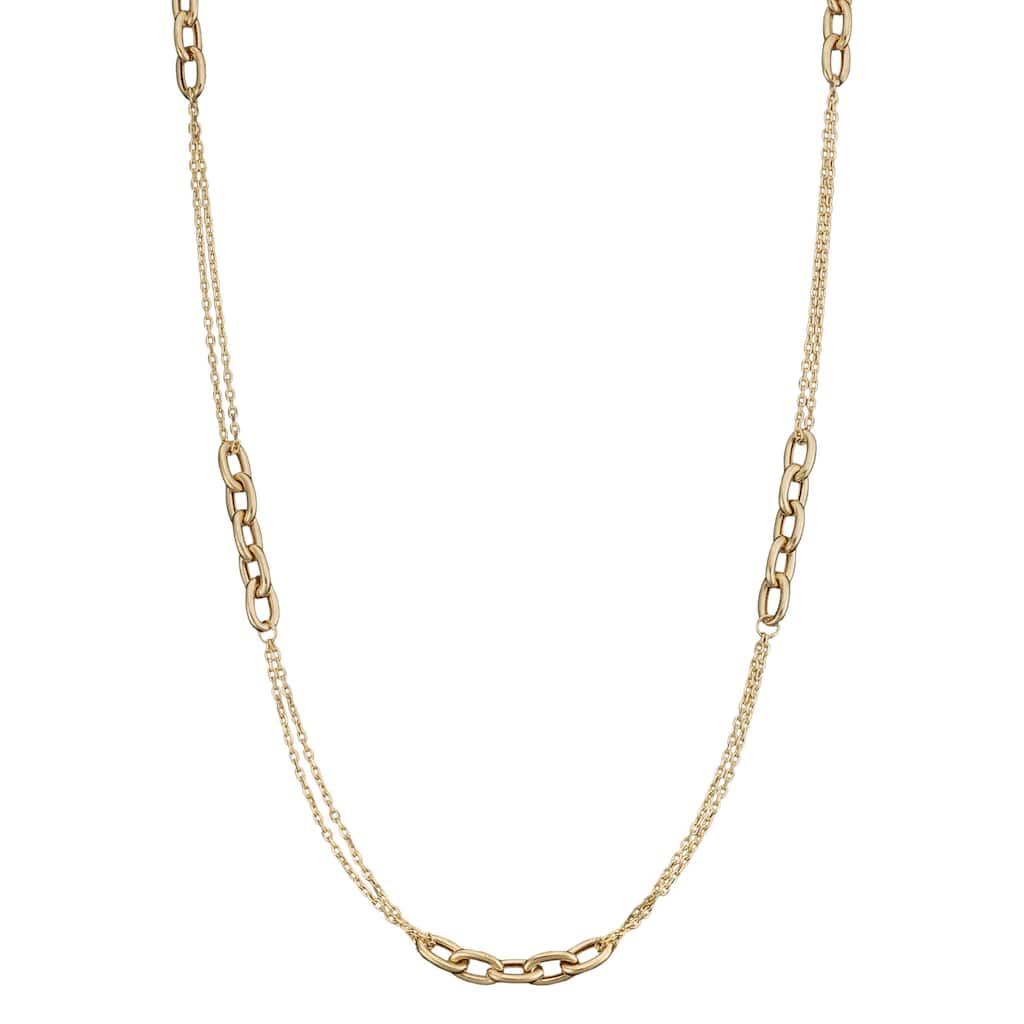Fremada 10k Yellow Gold 5-Oval Fancy Link Station Necklace (18 Inch)