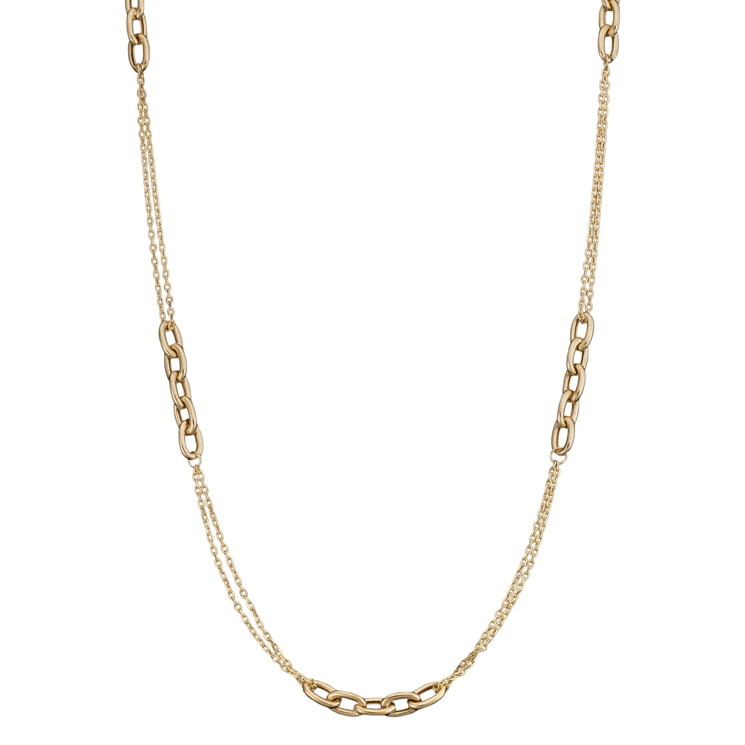 Au Naturale 10k Yellow Gold 5-Oval Fancy Link Station Necklace