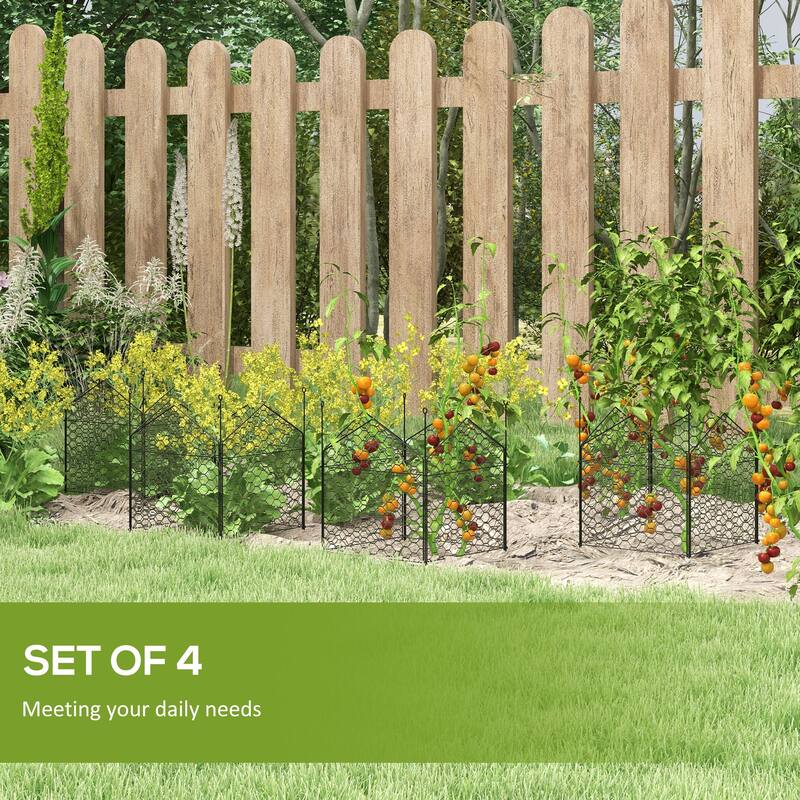 Outsunny Garden Chicken Wire Cloche, 12" x 14" Plant Protectors from Animals, 4 Pack Metal Crop Cage to Keep Animals Out