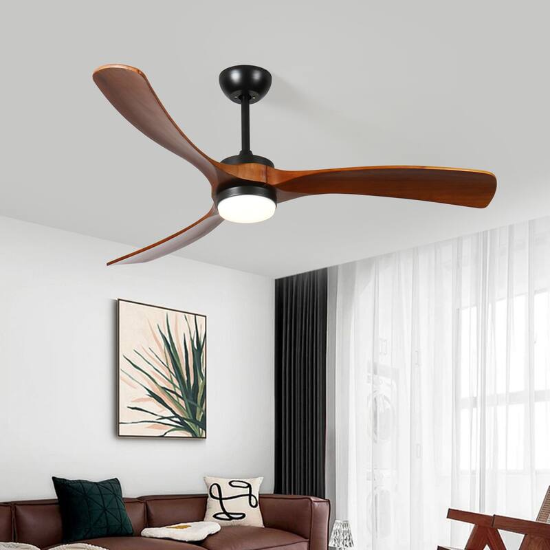 52 Inch Solid Wood Ceiling Fan with Light and Remote Control