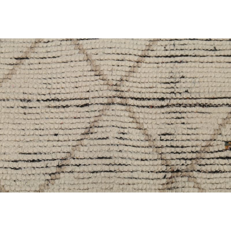Stripe / Trellis Moroccan Oriental Area Rug Handmade Wool Carpet - 5'9"x 9'10"