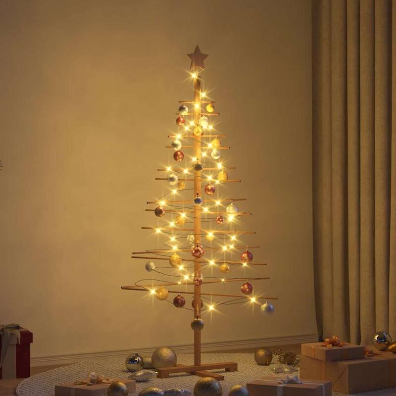 vidaXL Wooden Christmas Tree with Stand Brown bamboo - Brown 59.1 - 5 Foot