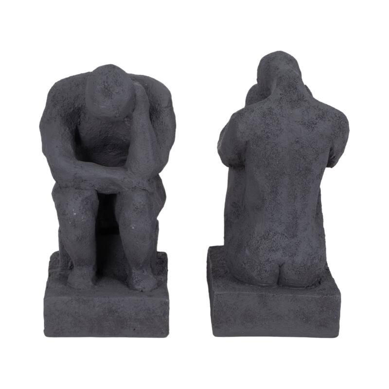 Sagebrook 7" Solid Color Square Thinking Man Bookends - 4" x 3" x 7"