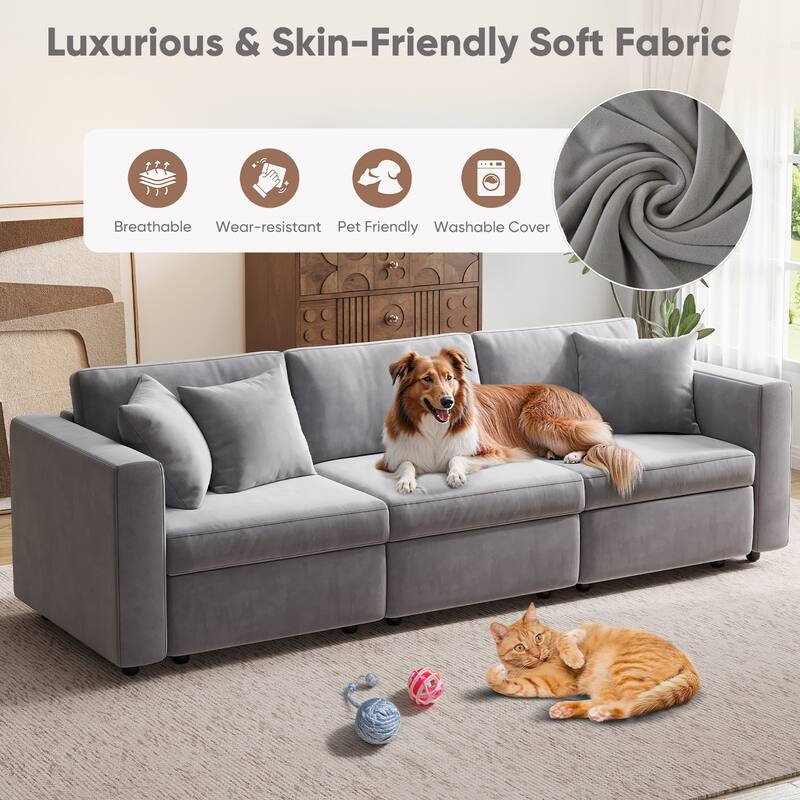 Pocassy Cloud Sofa Modular Sectional Couch with Seat Storage