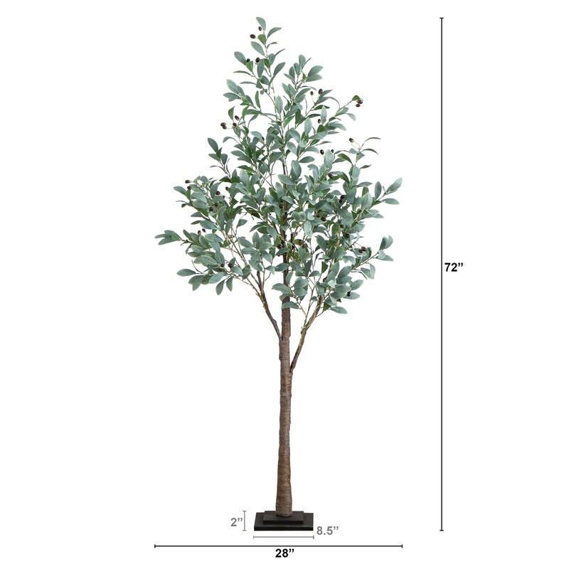 Pre-Lit Artificial Fruiting Olive Tree - 6' - Warm White LED Lights