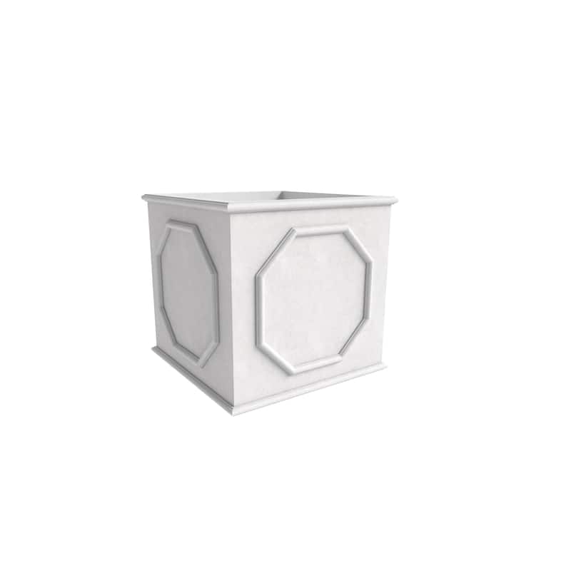 Sprout Modern Fiberstone Square Planter Pot with Drainage Holes for Home Garden Yard Patio Porch Office- No Assembly Required - 12.5" - White