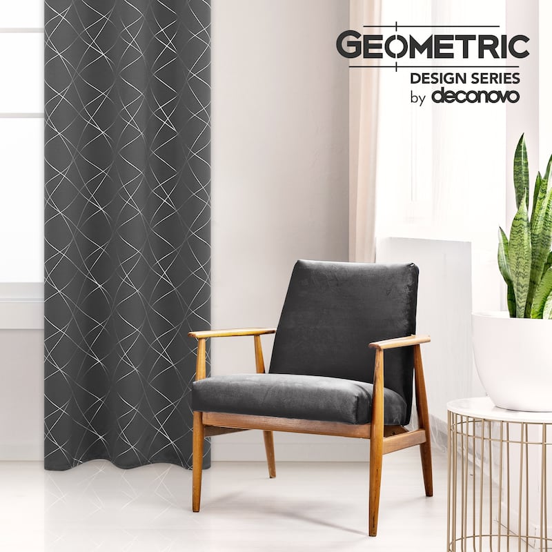 Deconovo Silver 42 Inch Geometric Curtain Panel Pair(2 Panel)