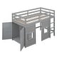 preview thumbnail 5 of 16, Wood Twin Size Loft Bed with Built-in Storage Wardrobe and 2 Windows - Perfect for Play and Sleep - Gray