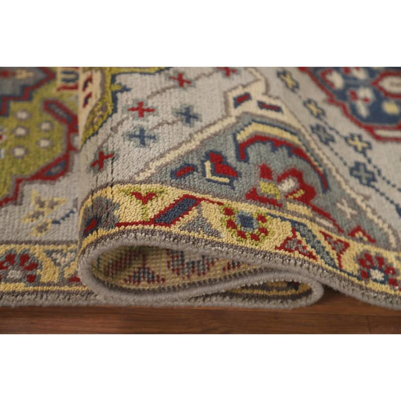 Traditional Grey Kazak Runner Rug Hand-Knotted Wool Carpet - 2'6" x 9'10"