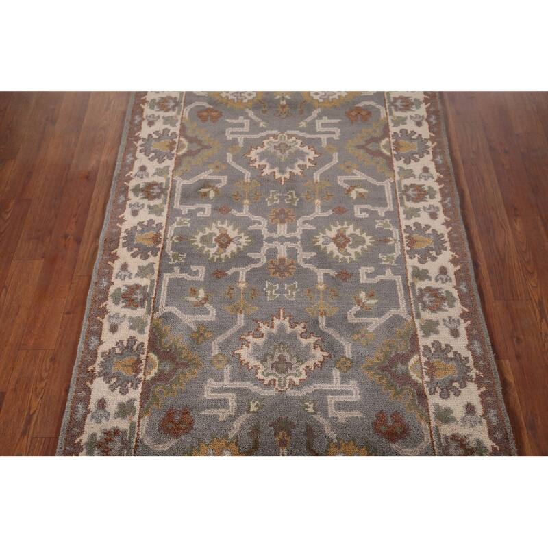 Gray Oushak Indian Accent Rug Hand-Knotted Wool Carpet - 3'1"x 5'4"