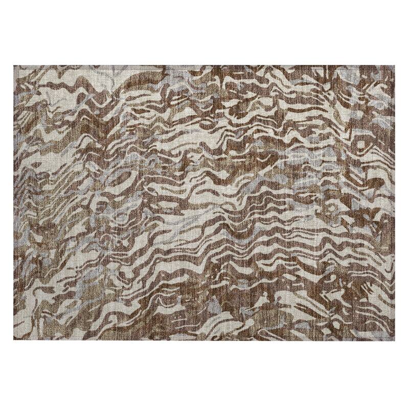 Machine Washable Indoor/ Outdoor Abstract Flow Chantille Rug