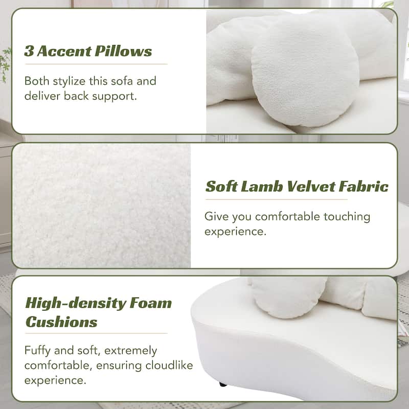 103.9" Modern Living Room Sofa Lamb Velvet Upholstered Couch Furniture for Home