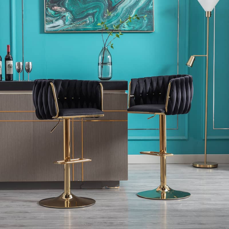 Counter Height Bar Stools Set of 2, Swivel Armless Chairs with Height Adjustable, Kitchen Island Chairs with Chrome Footrest