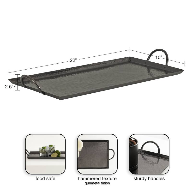 Kate and Laurel Sanzo Hammered Rectangle Metal Tray