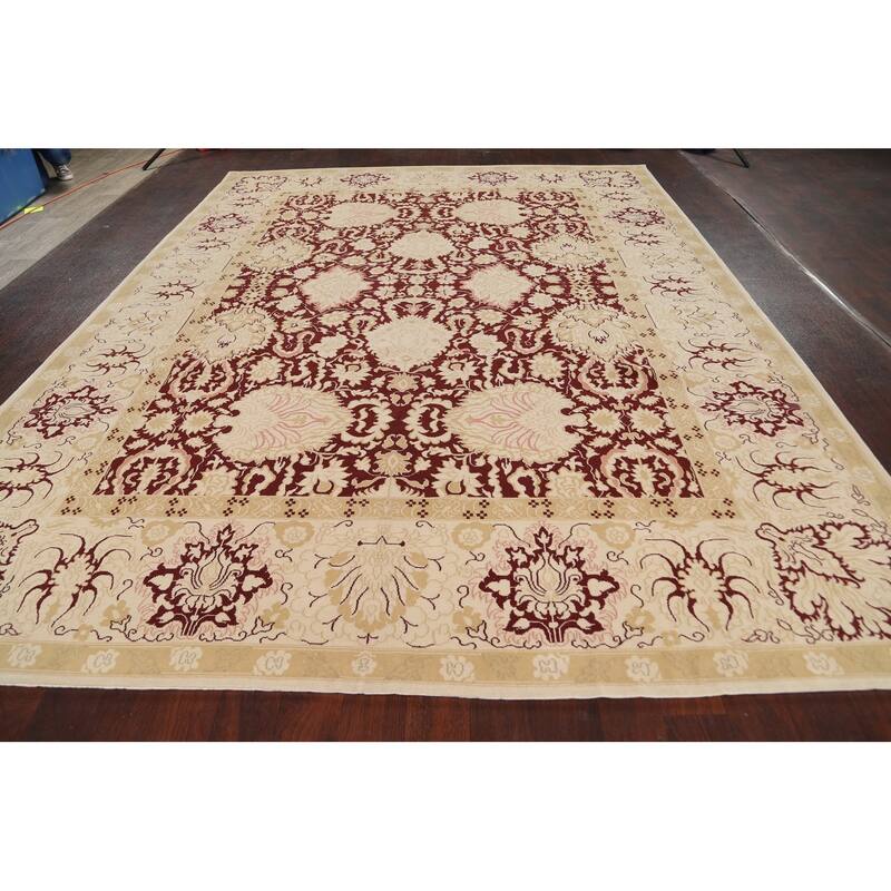 Vegetable Dye Floral Peshawar Oriental Area Rug Wool Hand-knotted - 9'0" x 11'10"