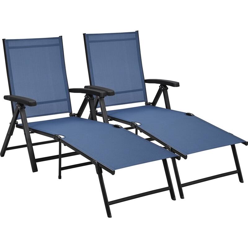 Yaheetech 2pcs Texteline Outdoor Chaise Lounge Portable Patio Lounge