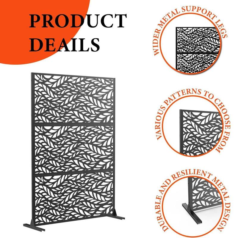 Privacy Screen, Privacy Screens and Panel, Freestanding Decorative Fence for Patio Lawn, Leave Style