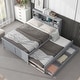 preview thumbnail 3 of 11, Gray Full Size Platform Bed with Storage Headboard, USB, Twin Size Trundle