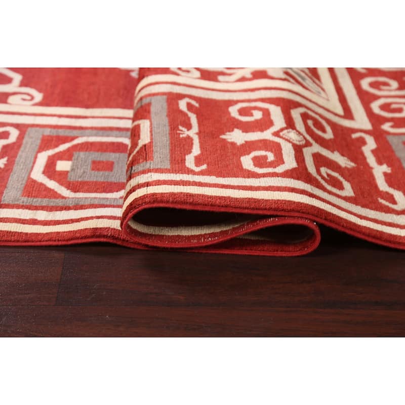 Geometric Oriental Gabbeh Kashkoli Area Rug Hand-knotted Wool Carpet - 5'4" x 7'8"