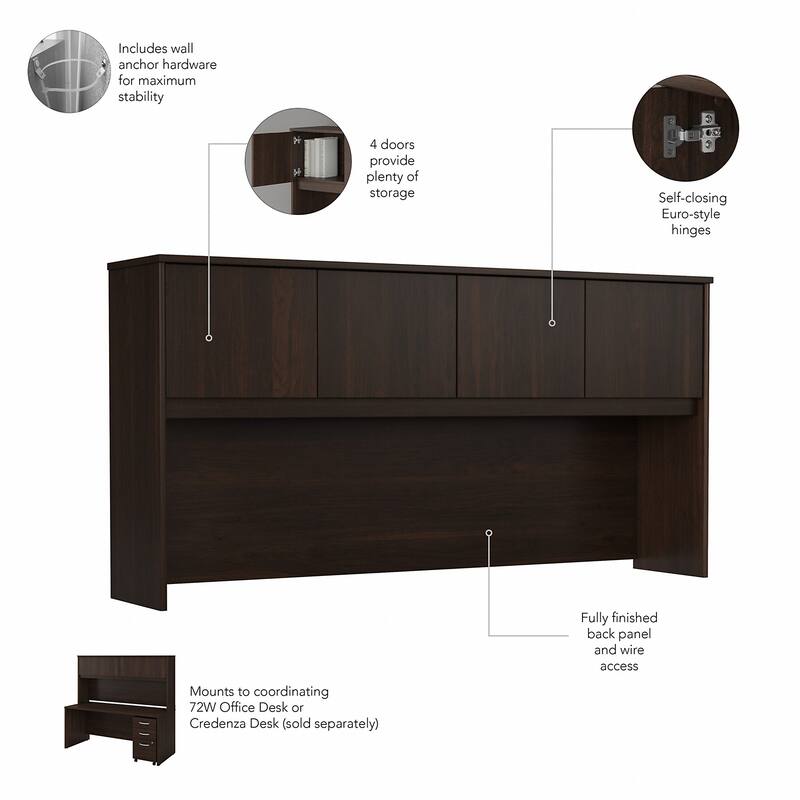 Studio C 72W U Desk with Hutch and Drawers by Bush Business Furniture