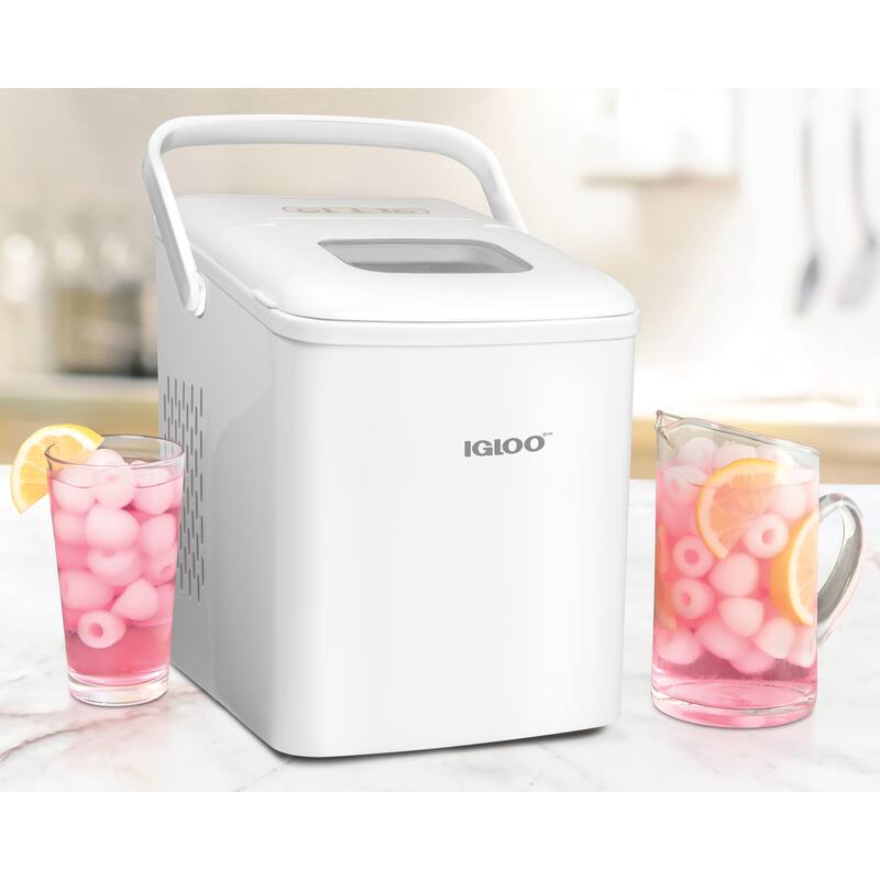 Igloo ICEB26HNWH 26-Pound Automatic Self-Cleaning Portable Countertop Ice Maker Machine With Handle, White